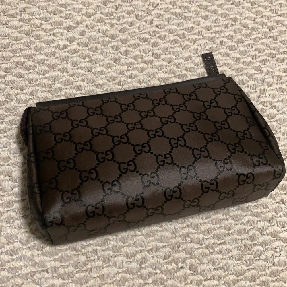 Gucci Monogram Zip Pouch Dark Brown